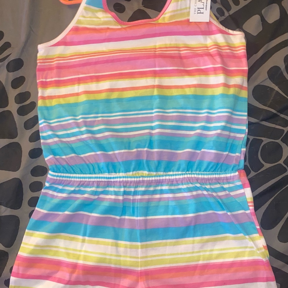 Brand new The Children’s place girls size 7/8 romper multi color never worn